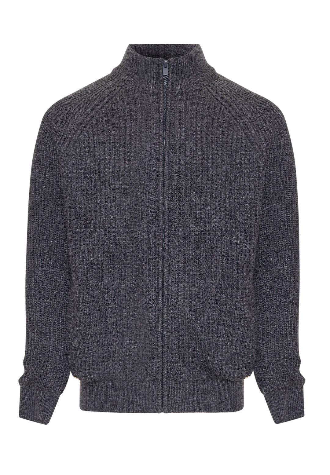 Charcoal Grey Marl Zip Up Microfleece Lined Cardigan