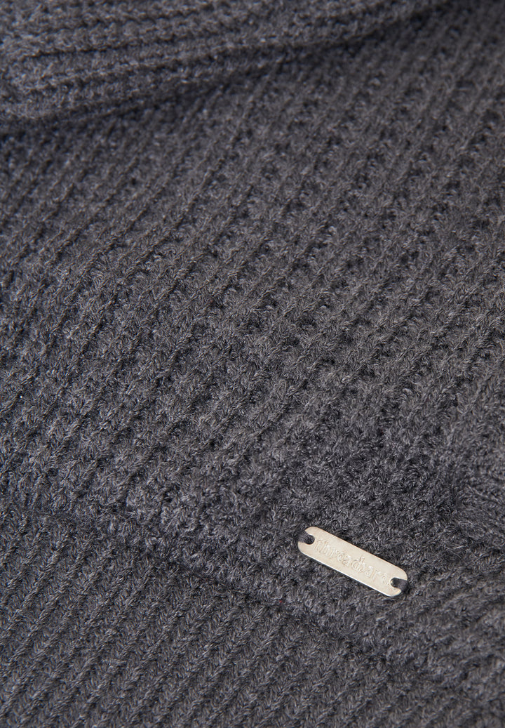 Charcoal Grey Marl Zip Up Microfleece Lined Cardigan