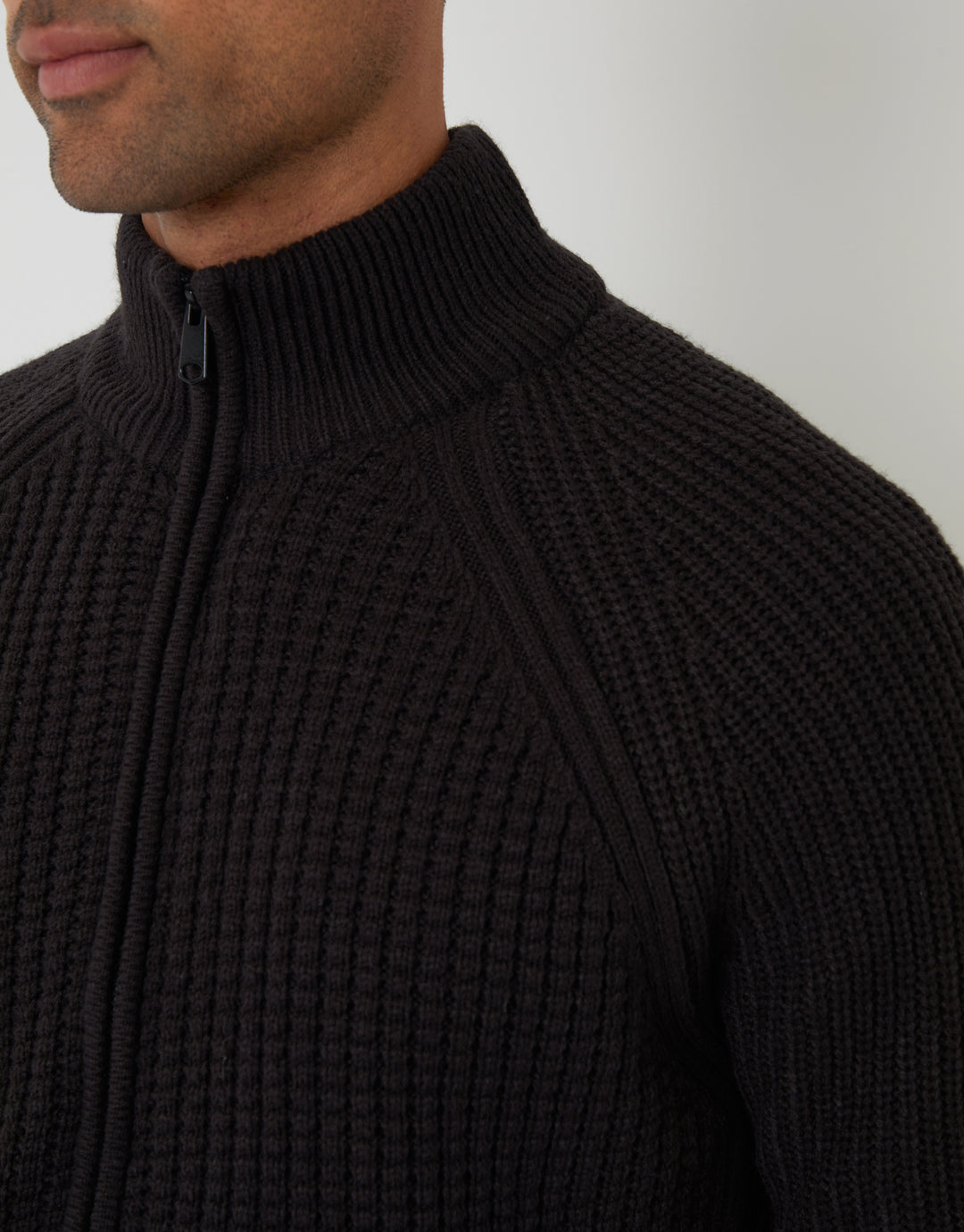 Black Zip Up Microfleece Lined Cardigan