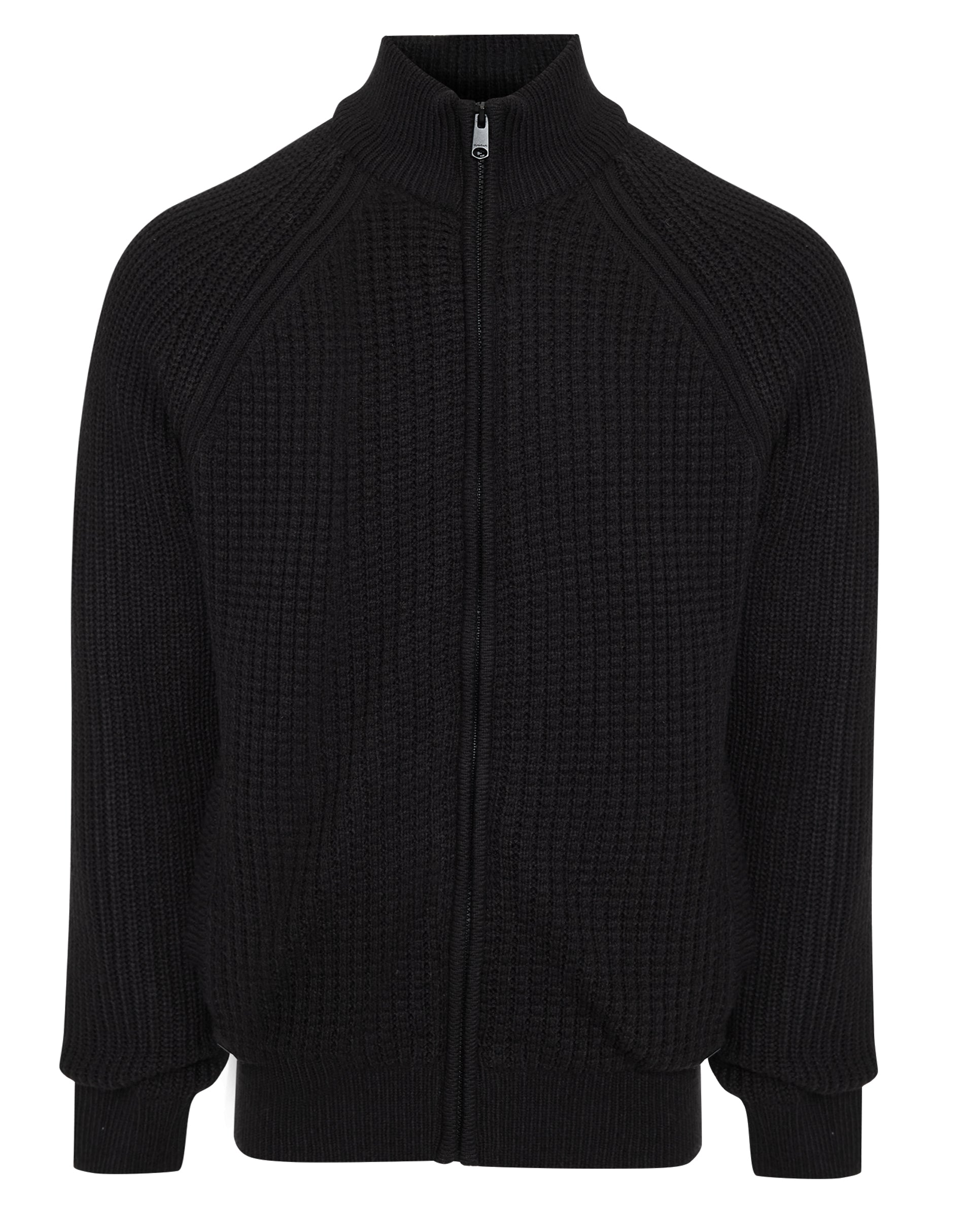 Threadbare Men's Black Zip Up Microfleece Lined Cardigan