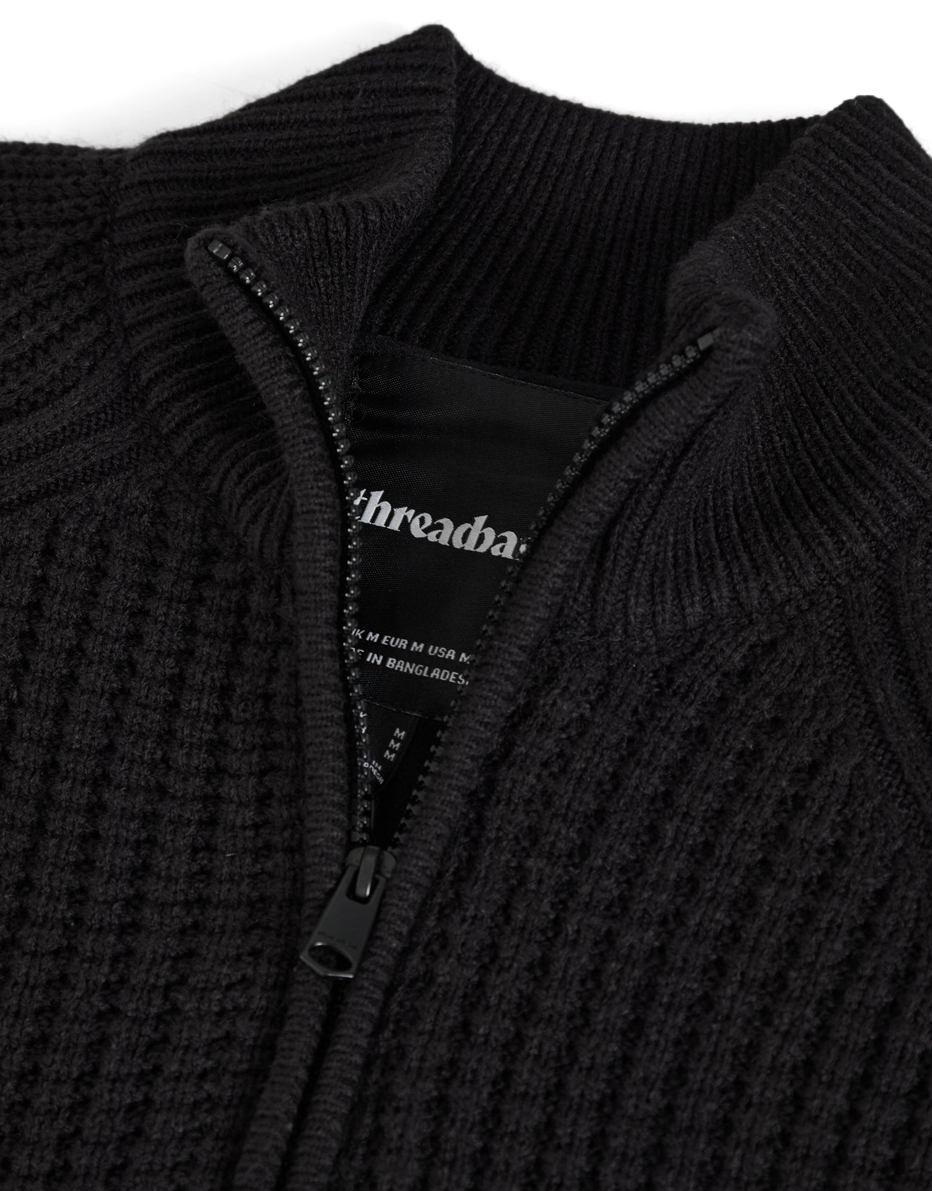 Threadbare Men's Zip Up Microfleece Lined Cardigan in Black