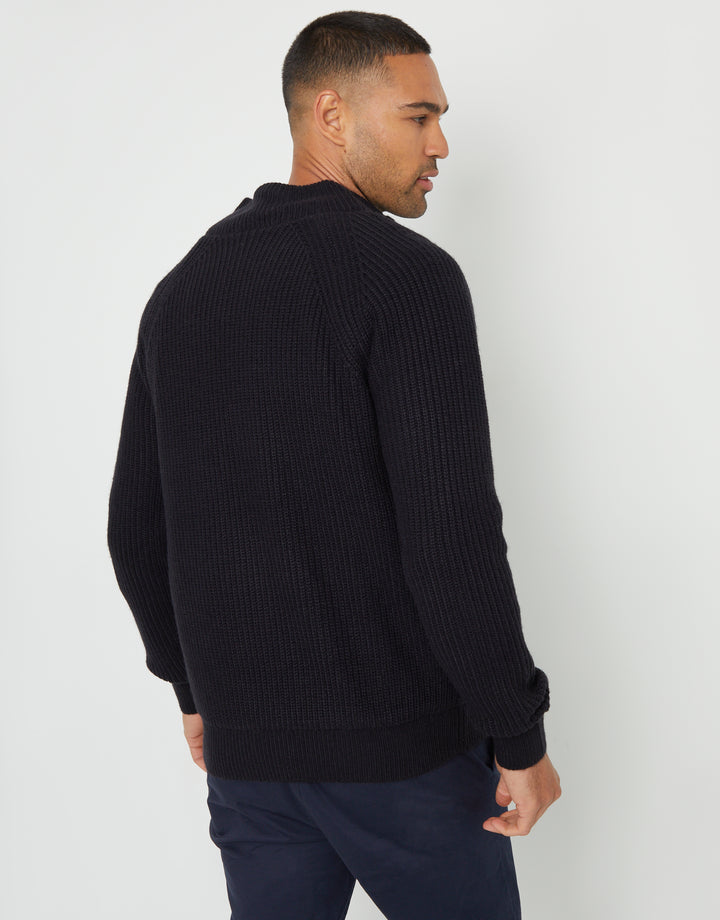 Navy Zip Up Microfleece Lined Cardigan