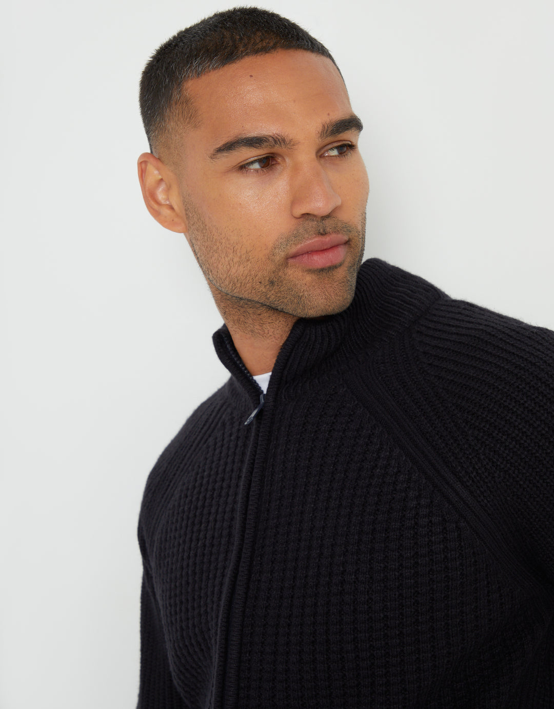 Navy Zip Up Microfleece Lined Cardigan