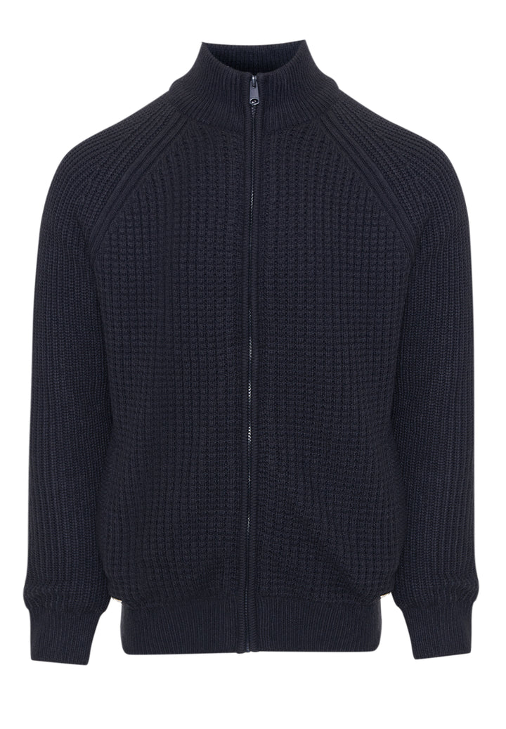 Navy Zip Up Microfleece Lined Cardigan