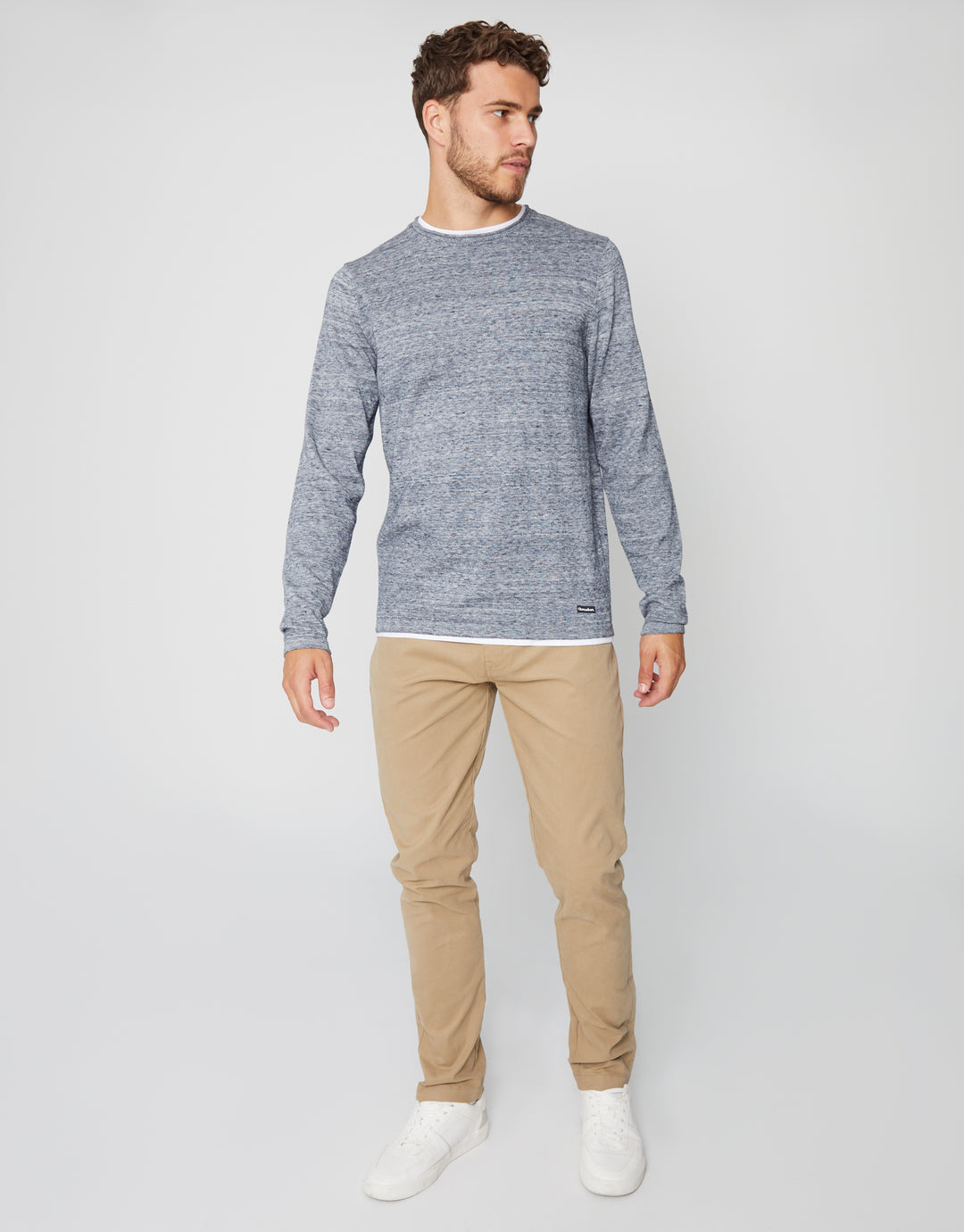 Grey Marl Mock Tee Jumper