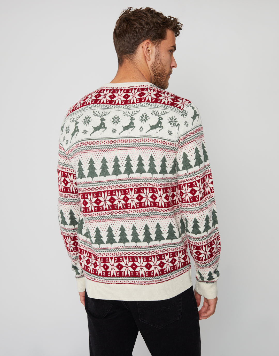 Ecru Fairisle Christmas Crew Neck Jumper