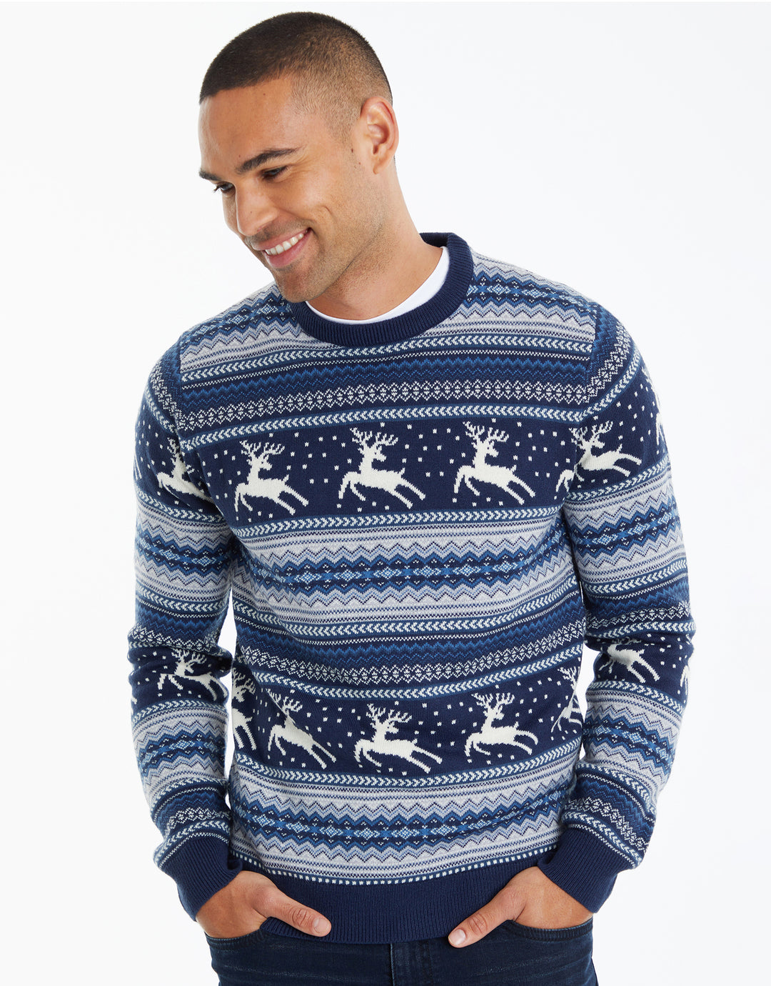 Navy Fairisle Knitted Christmas Jumper