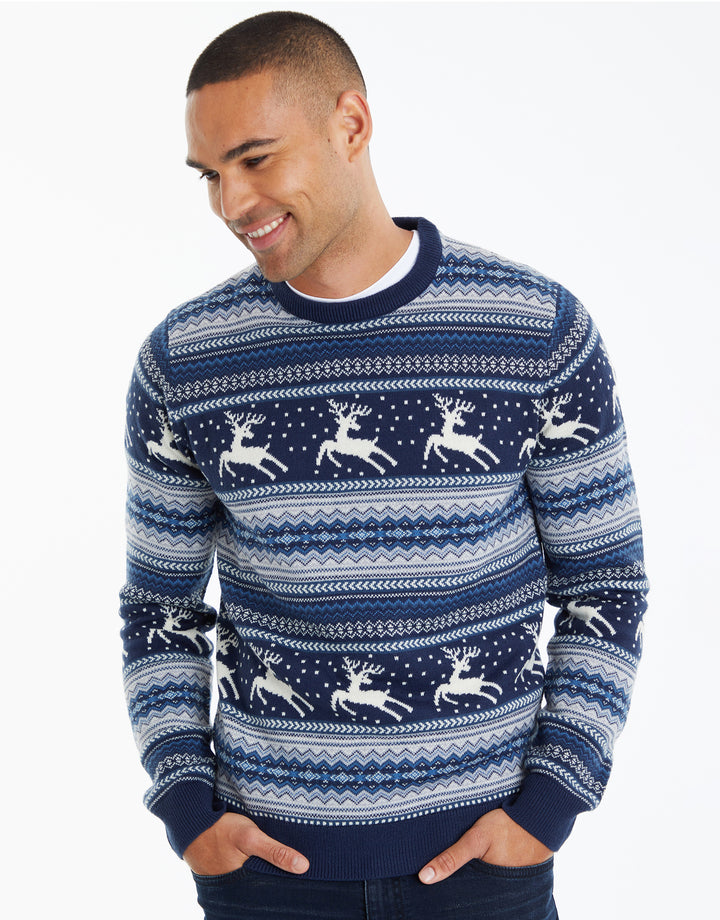 Navy Fairisle Knitted Christmas Jumper