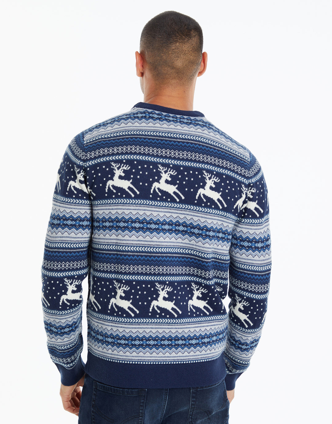 Navy Fairisle Knitted Christmas Jumper