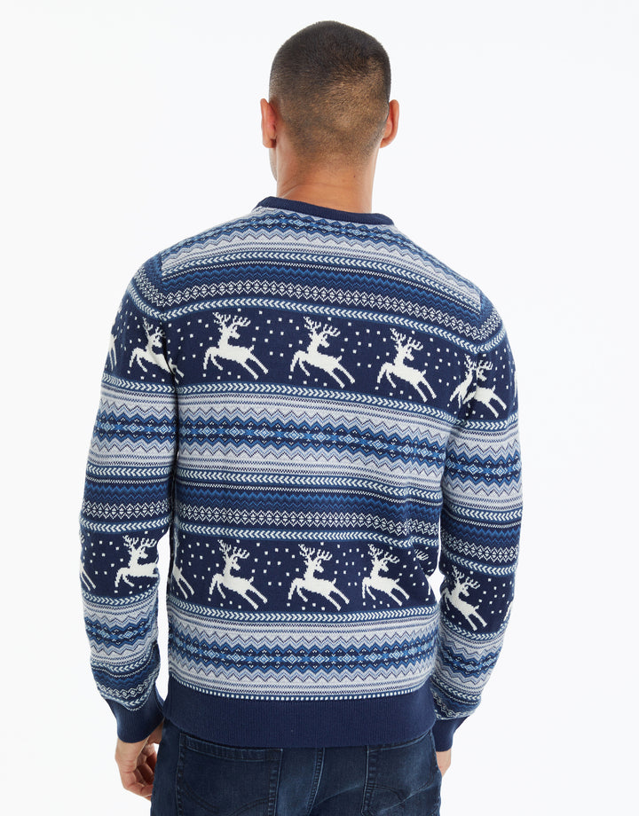 Navy Fairisle Knitted Christmas Jumper
