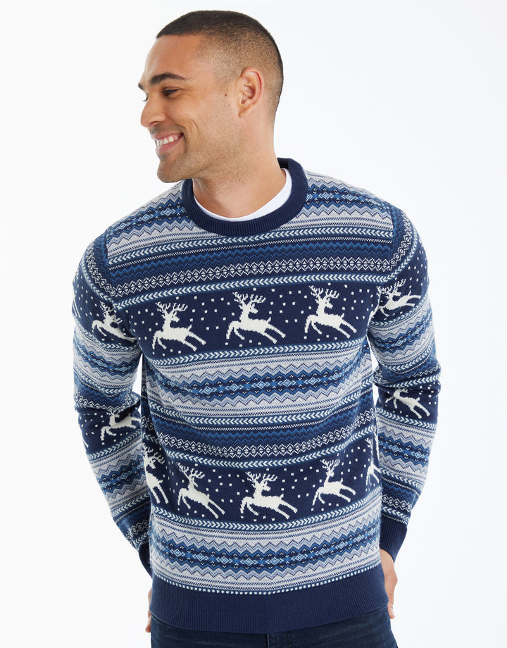 Navy Fairisle Knitted Christmas Jumper