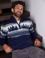 Navy Reindeer Fairisle Quarter Zip Jumper