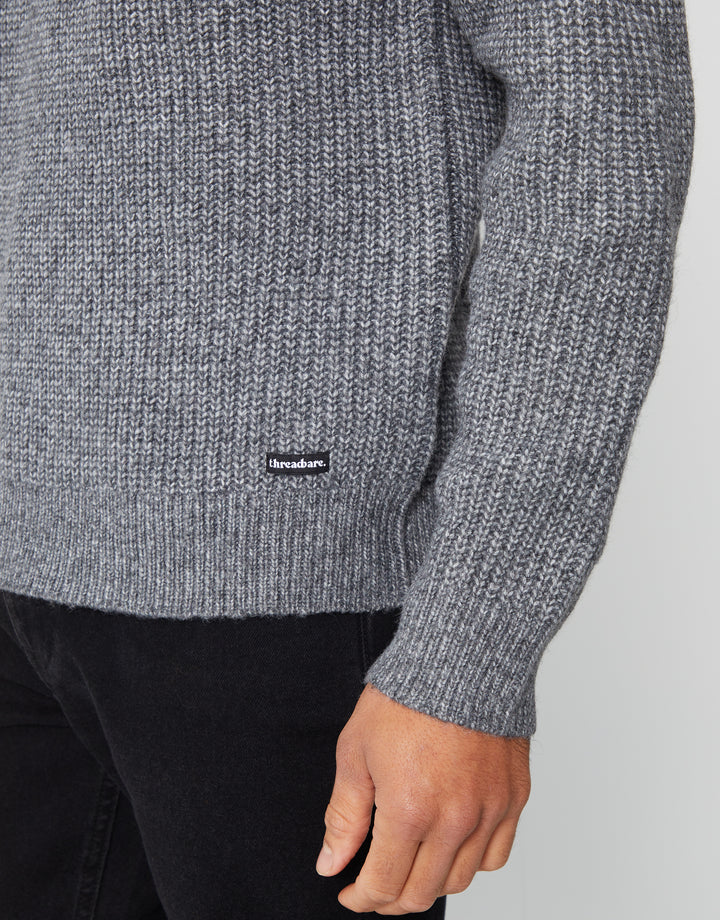 Charcoal Grey Marl Crew Neck Knitted Jumper