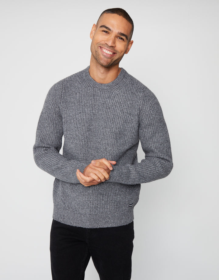 Charcoal Grey Marl Crew Neck Knitted Jumper