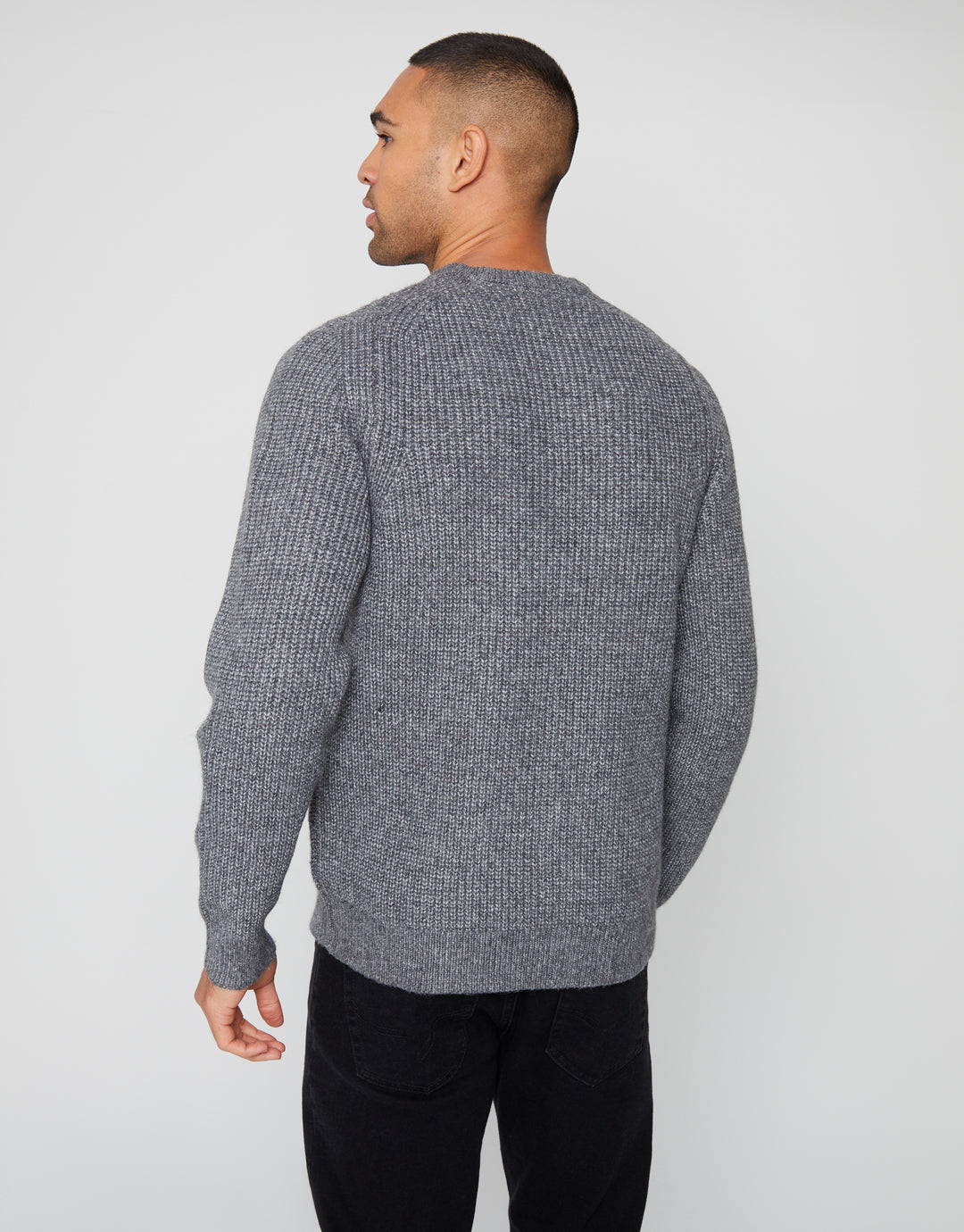 Charcoal Grey Marl Crew Neck Knitted Jumper