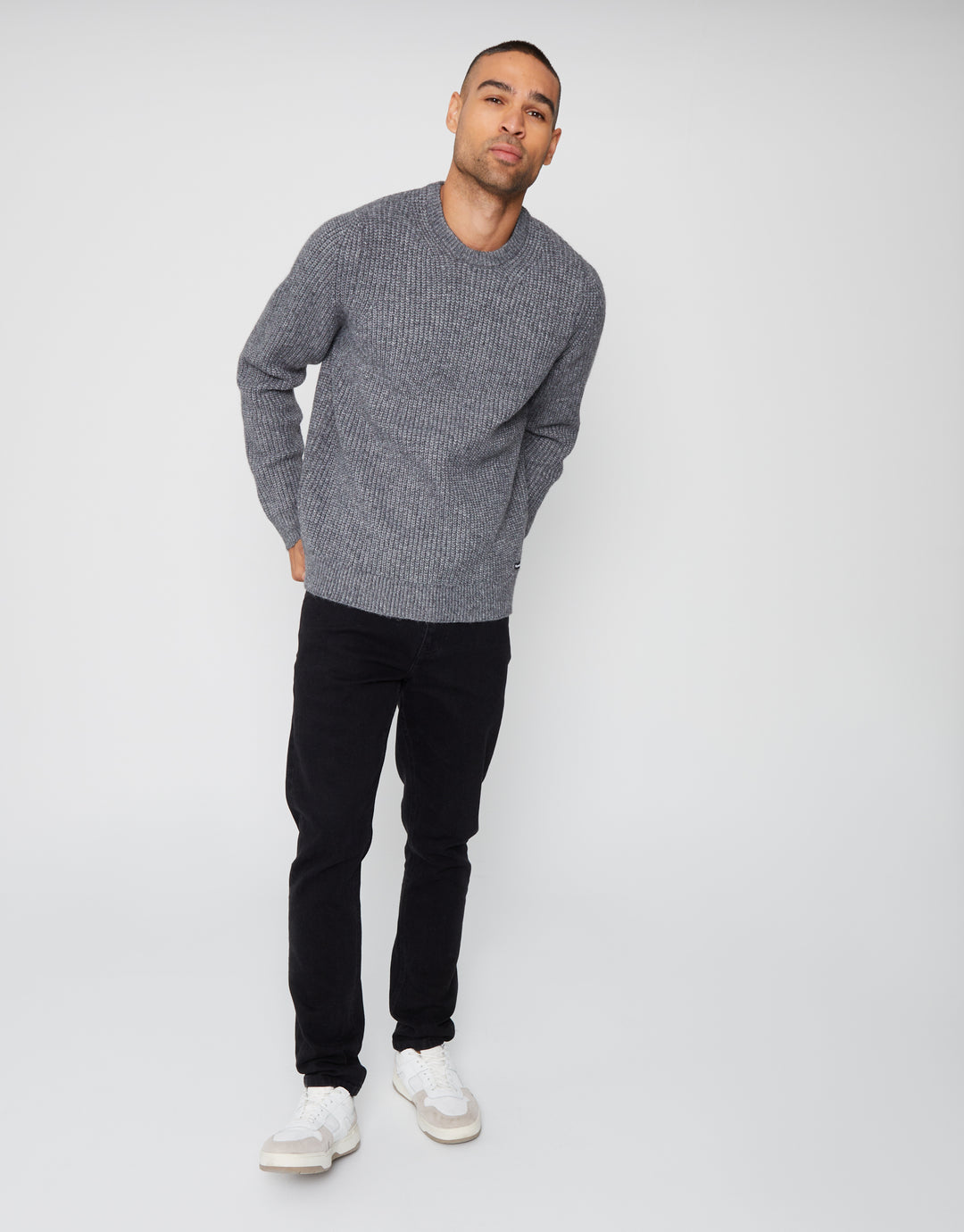 Charcoal Grey Marl Crew Neck Knitted Jumper