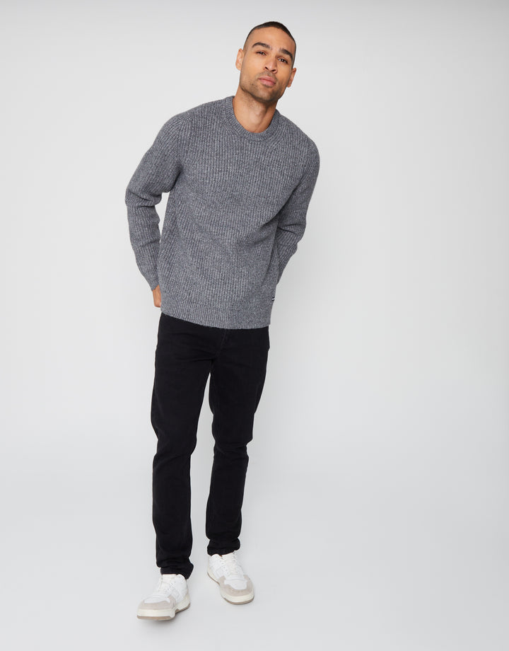 Charcoal Grey Marl Crew Neck Knitted Jumper