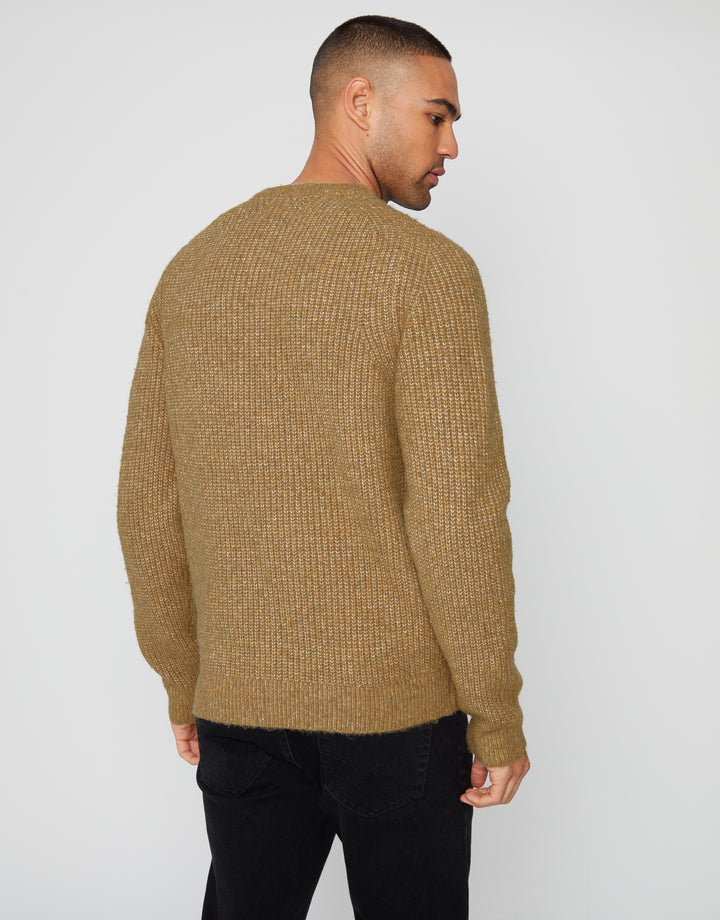 Camel BrownCrew Neck Knitted Jumper