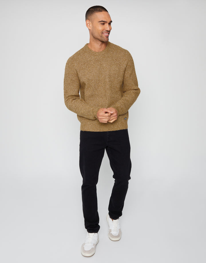 Camel BrownCrew Neck Knitted Jumper