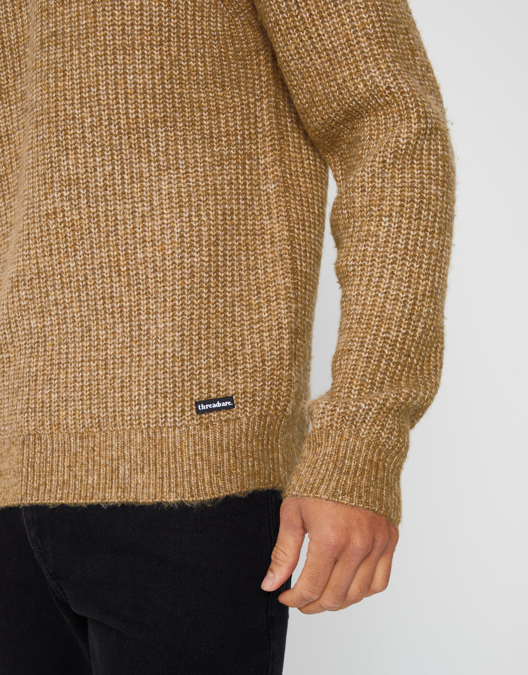 Camel BrownCrew Neck Knitted Jumper