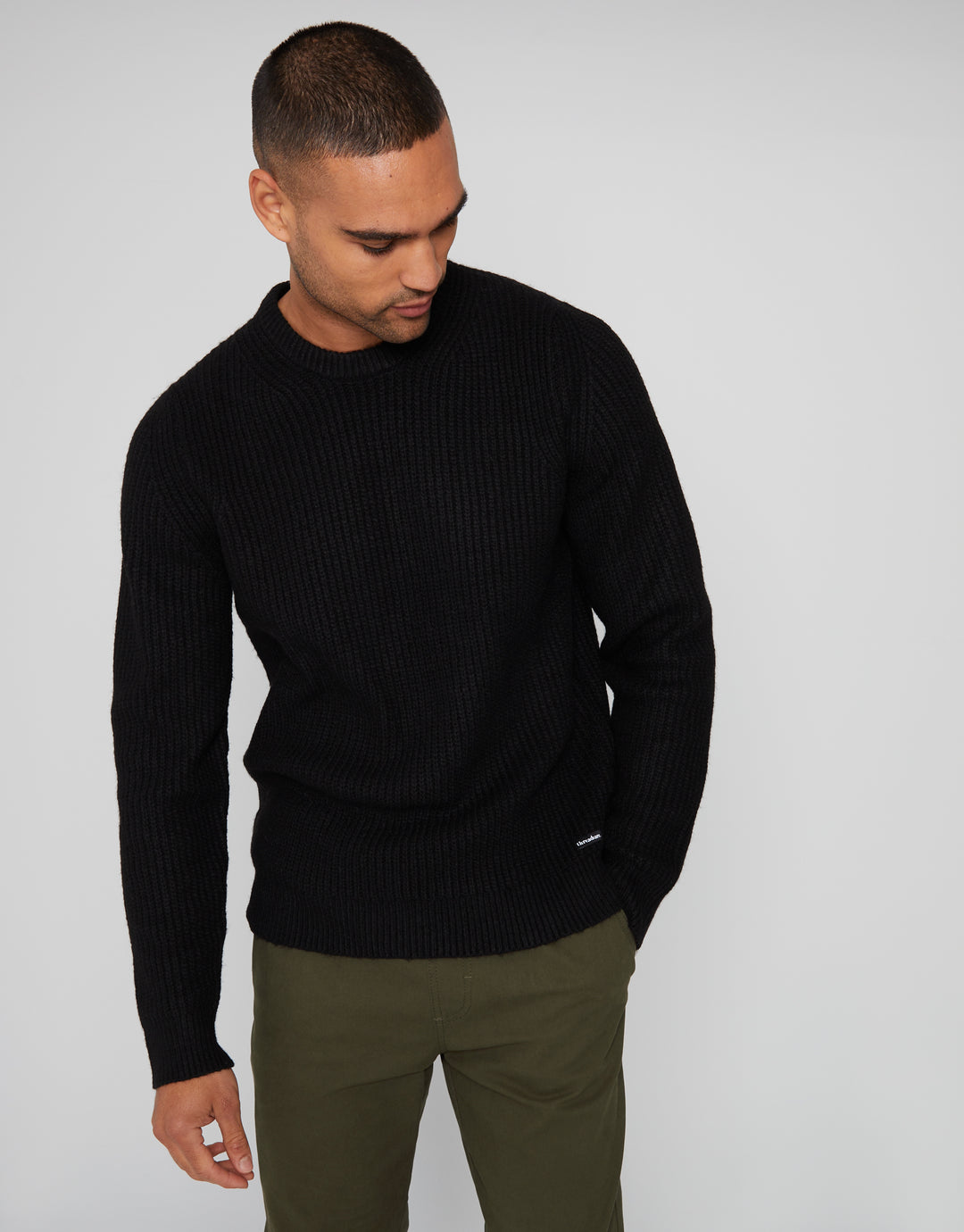 Black Crew Neck Knitted Jumper