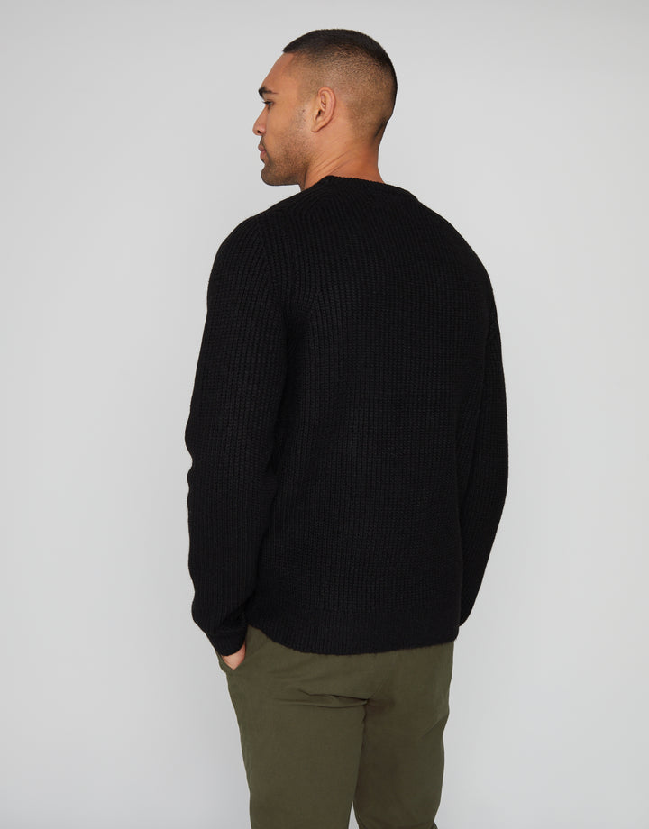 Black Crew Neck Knitted Jumper