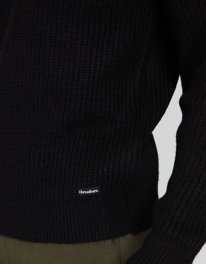 Black Crew Neck Knitted Jumper
