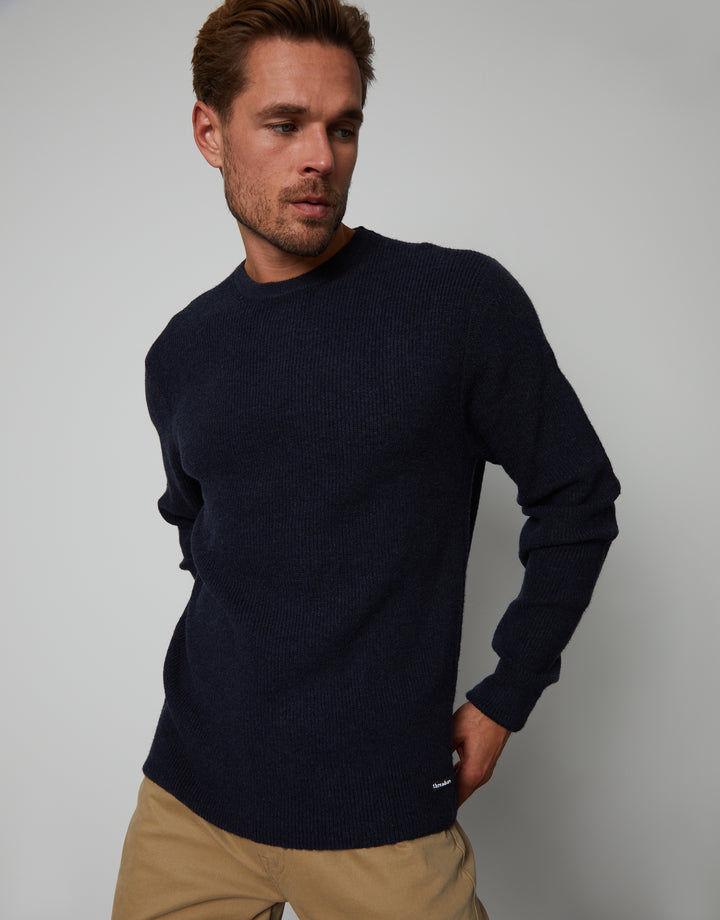Navy Knitted Crew Neck Jumper
