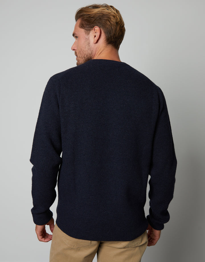 Navy Knitted Crew Neck Jumper