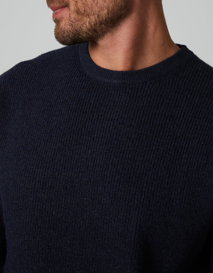 Navy Knitted Crew Neck Jumper
