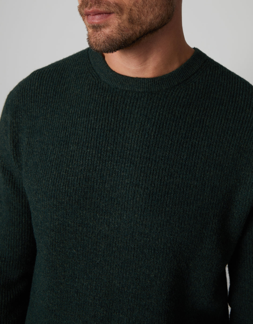 Forest Green Knitted Crew Neck Jumper