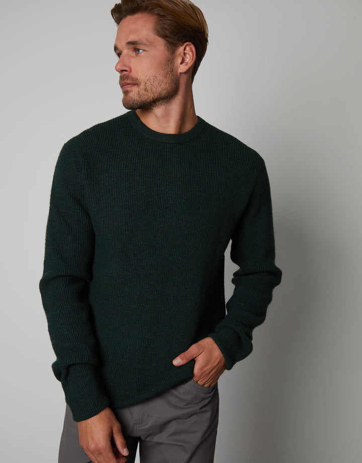 Forest Green Knitted Crew Neck Jumper