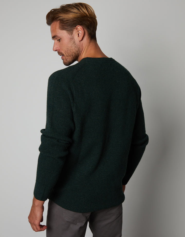 Forest Green Knitted Crew Neck Jumper