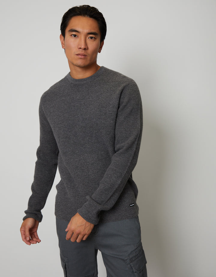 Grey Knitted Crew Neck Jumper