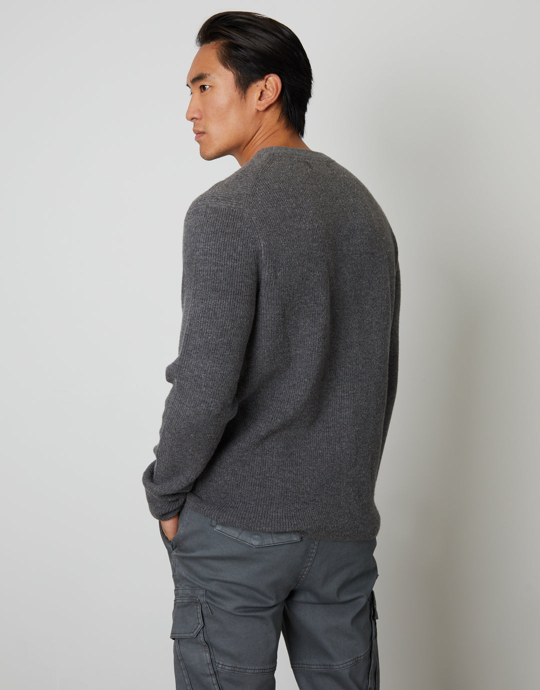 Grey Knitted Crew Neck Jumper