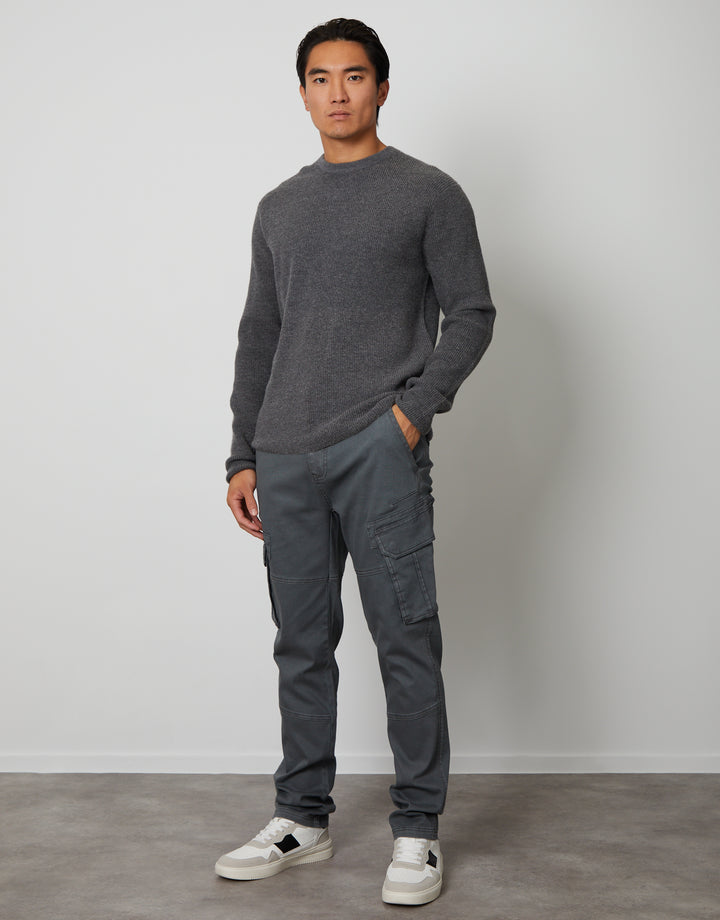 Grey Knitted Crew Neck Jumper