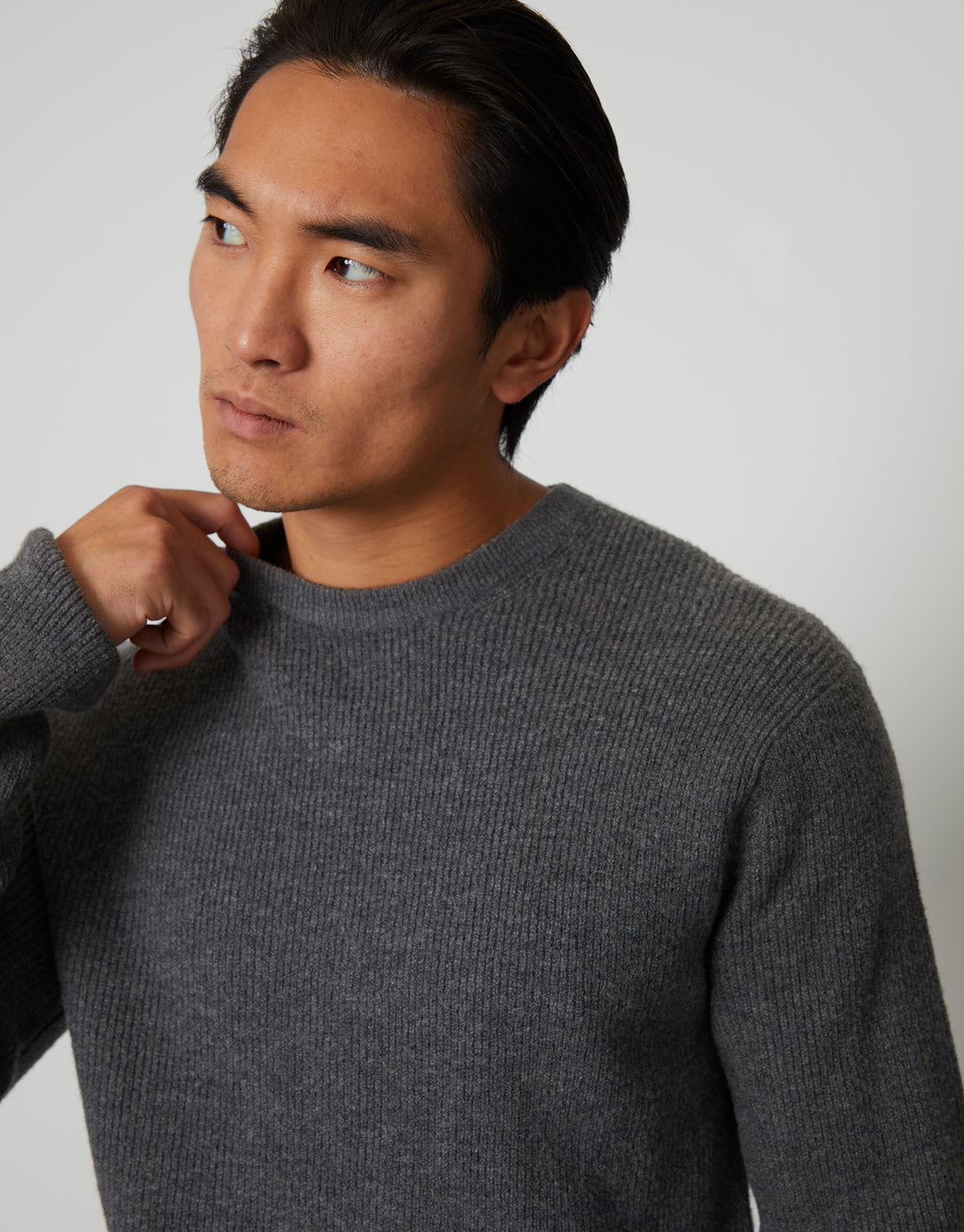 Grey Knitted Crew Neck Jumper