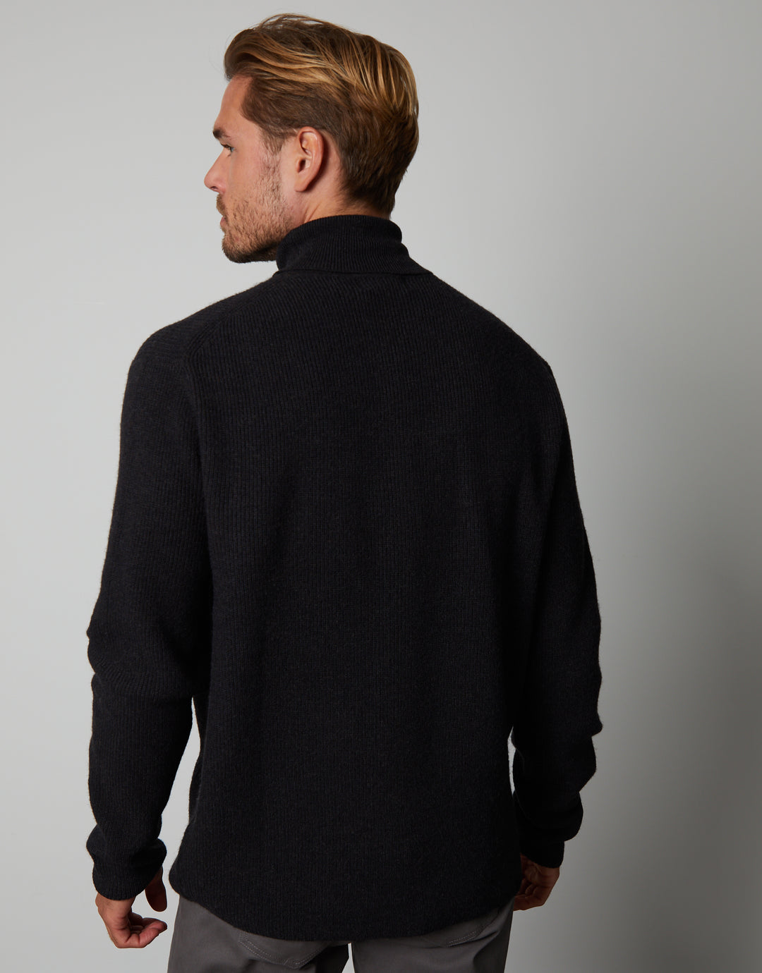 Black Ribbed Roll Neck Jumper