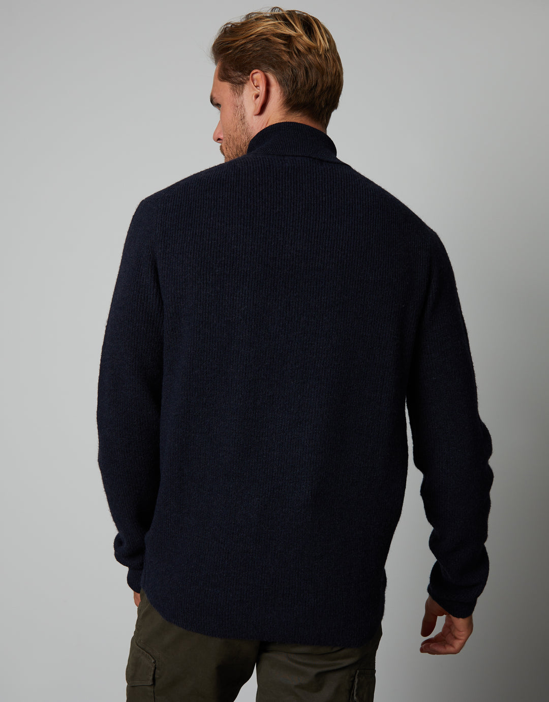 Navy Ribbed Roll Neck Jumper
