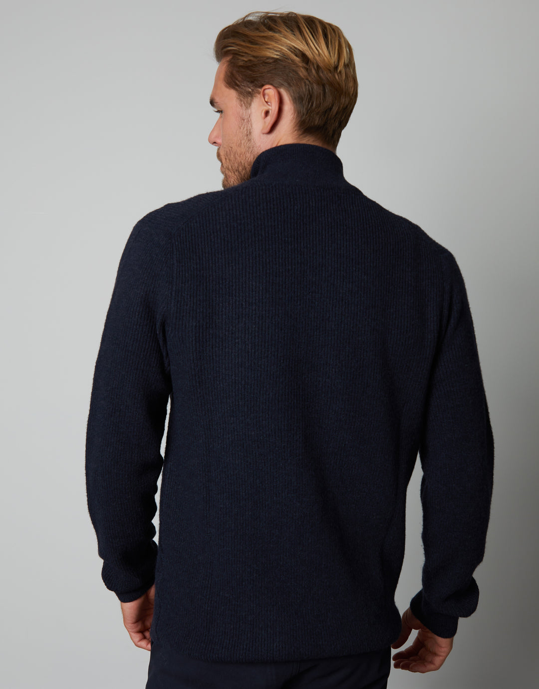 Navy Quarter Zip Knitted Jumper