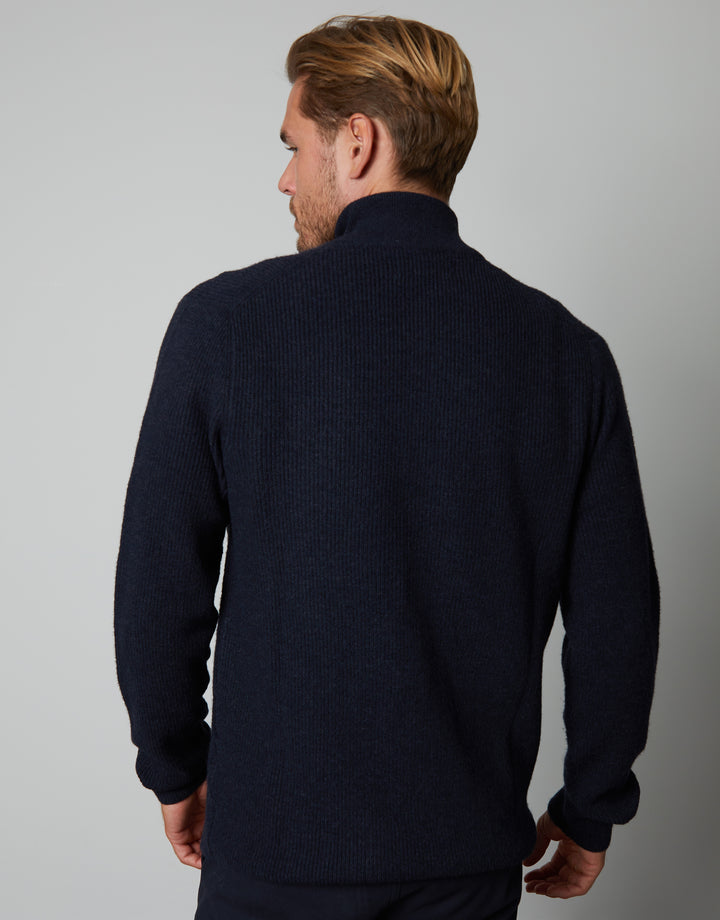 Navy Quarter Zip Knitted Jumper