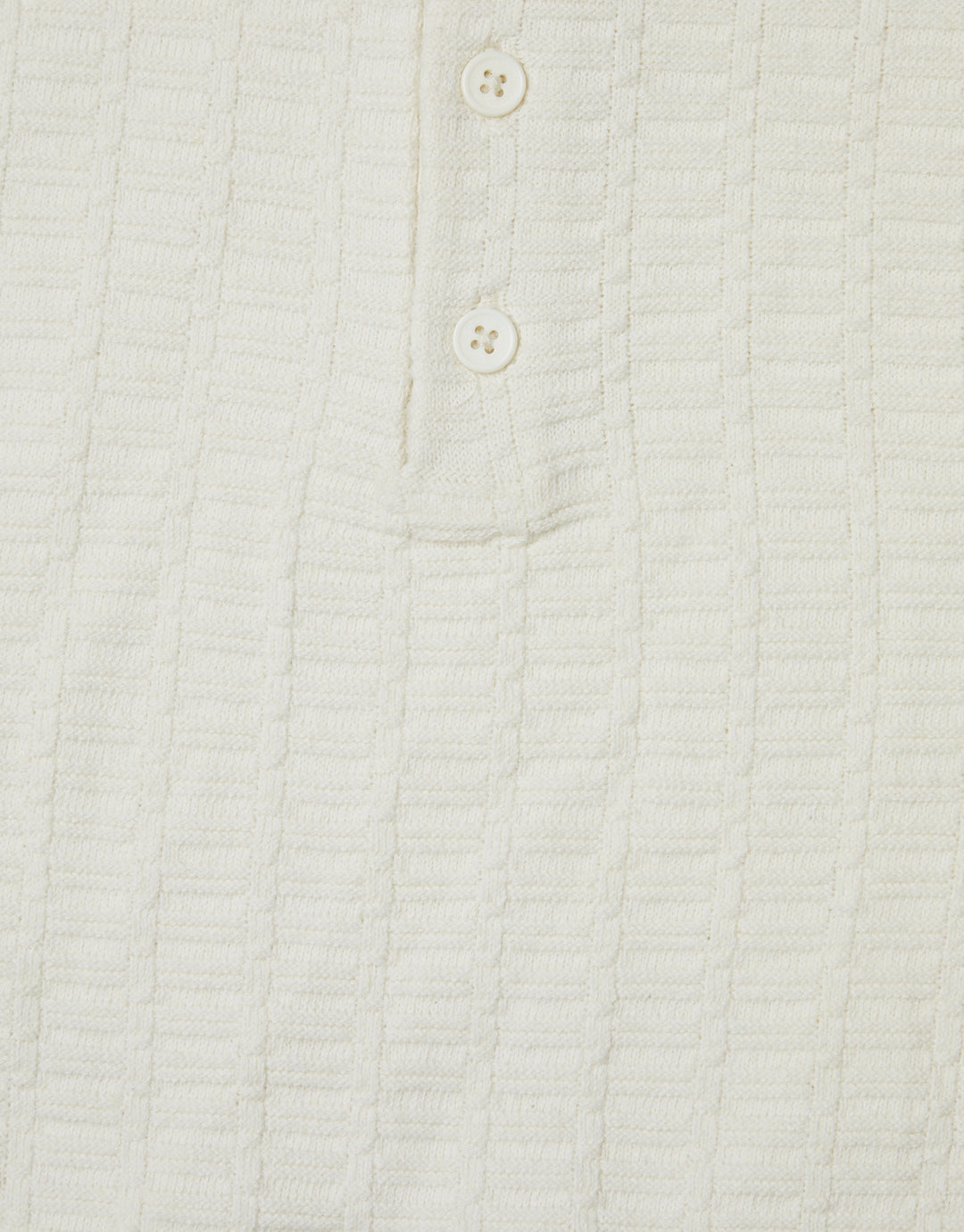 Button Collar Textured Knit Polo in Ecru
