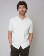 Revere Collar Knitted Shirt in Ecru