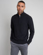 Black Basket Stitch Detail Knitted Quarter Zip Jumper