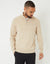 Beige Basket Stitch Detail Knitted Quarter Zip Jumper