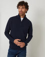 Navy Raglan Knitted Quarter Zip Jumper