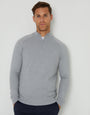 Grey Marl Raglan Knitted Quarter Zip Jumper