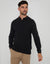 Black Long Sleeve Quarter Zip Knitted Polo Jumper