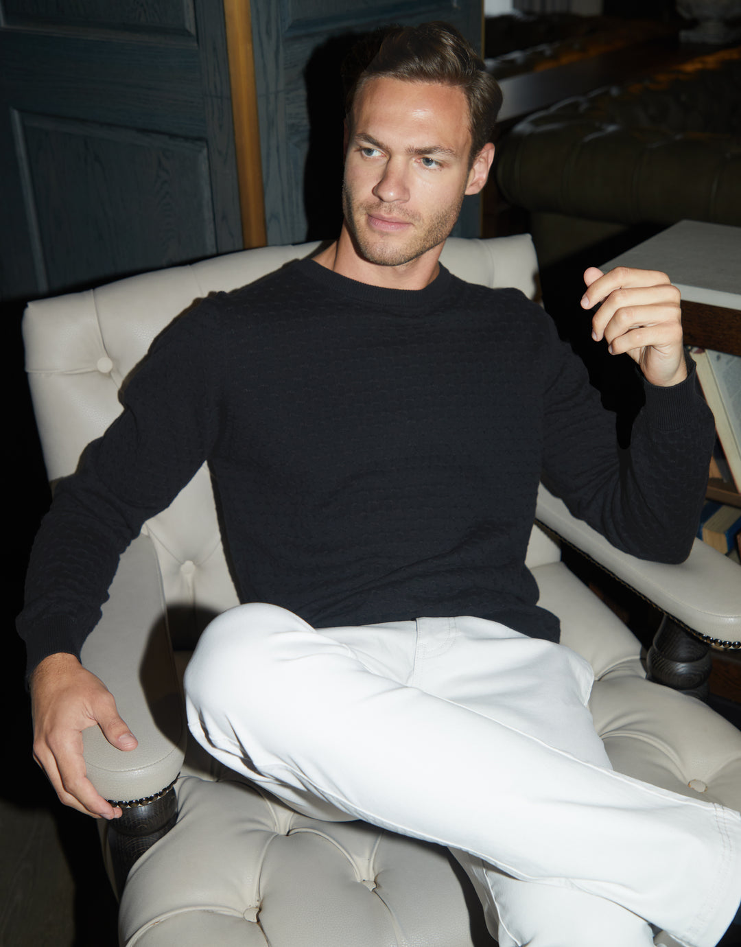 Black Mini Cable Knit Crew Neck Jumper