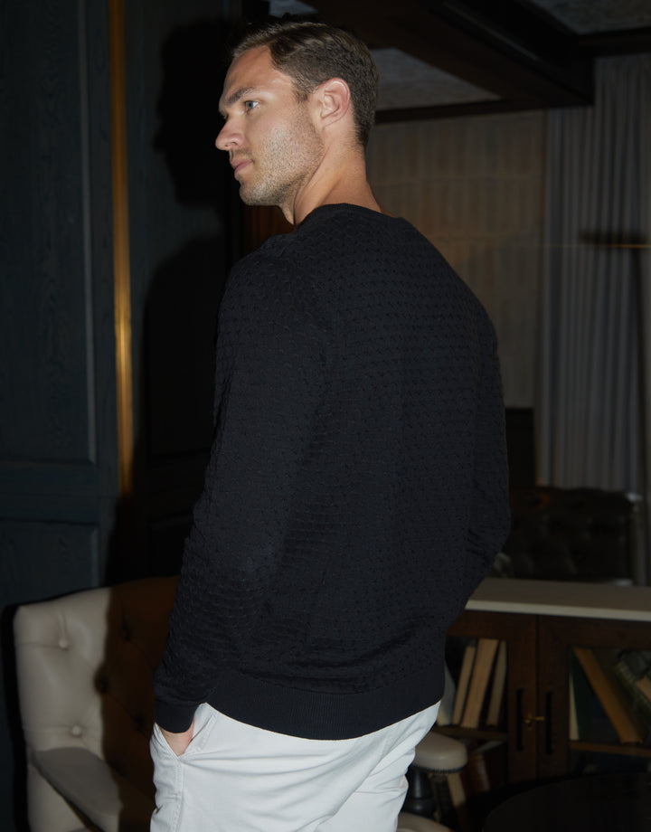 Black Mini Cable Knit Crew Neck Jumper